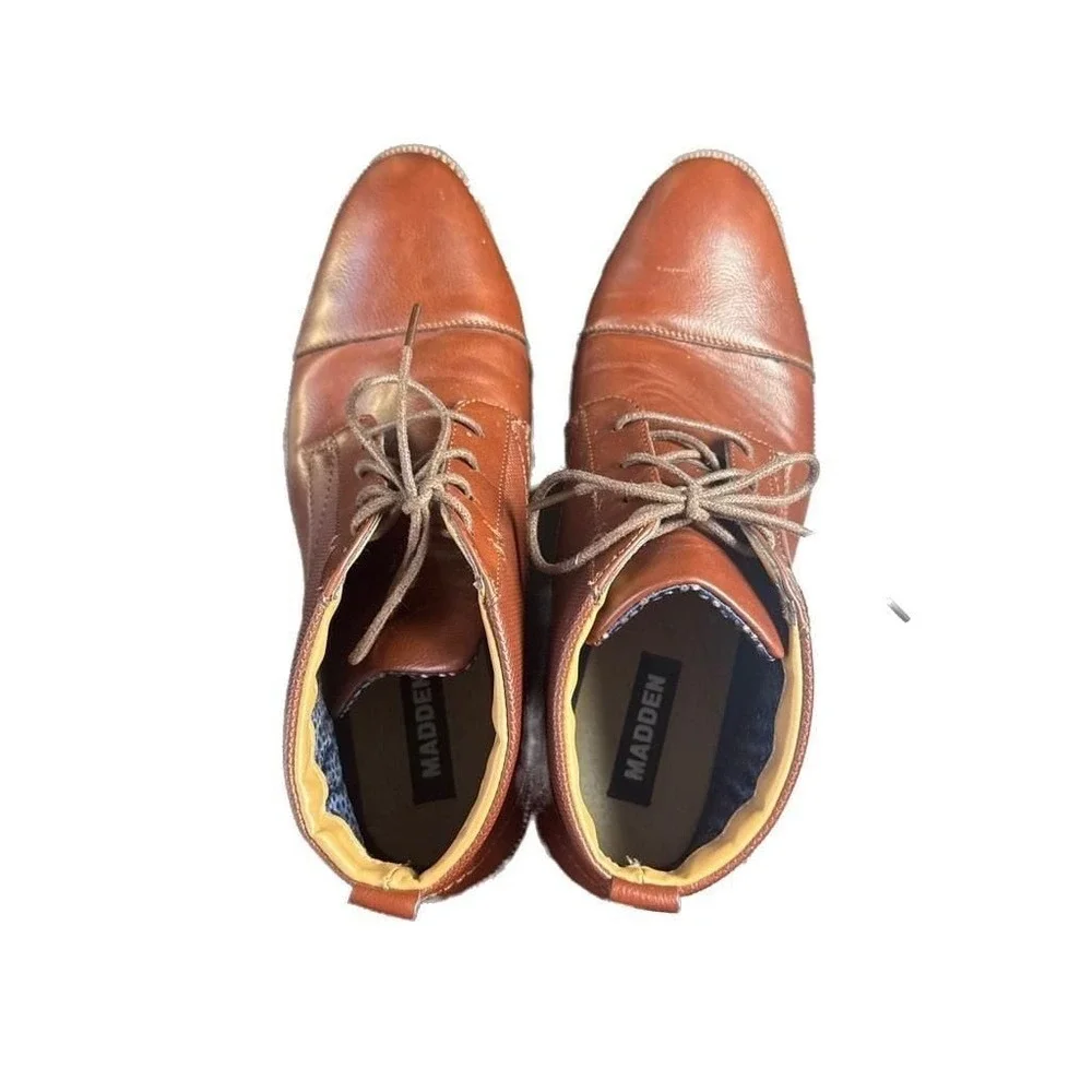 Madden Men's Brown Cap-Toe Chukka Boots, Size 10.5